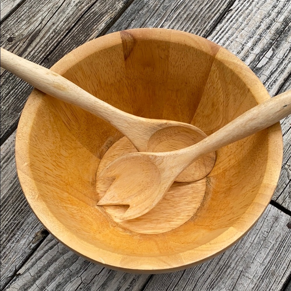Wooden Salad Bowl with Thongs - Picture 14 of 16